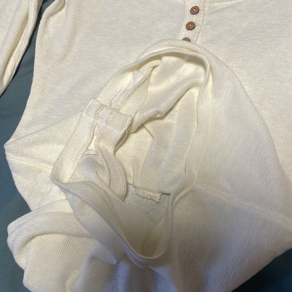 Intimately Free People Henley Bodysuit XS Cream Waffle Thermal Knit Softgirl - Picture 14 of 14
